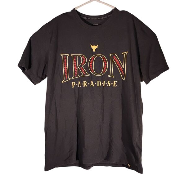 Project Rock Under Armour tshirt mens XL XLarge black iron paradise brahma bull - Picture 1 of 9